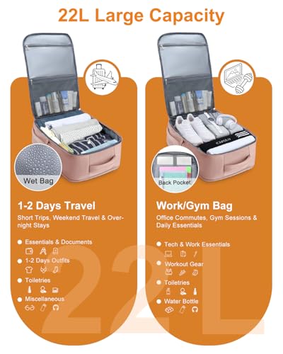 Capolo Travel Laptop Backpack Women Men Personal Item Weekender Travel Bag - color: Pink, size: Small