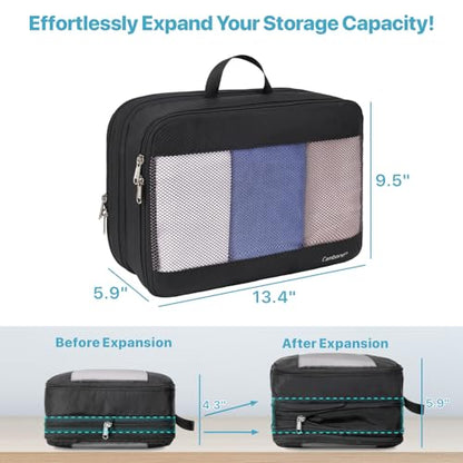 Cambond Double Sided Compression Packing Cubes - Expandable See Through Mesh Compression Cubes for Travel, Separate Clean and Dirty Clothes Efficient Packing Organizers for Road Trip, Cruise