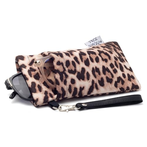 Face Shadow Double Glasses Case Soft Eyeglass Case For Women Men - color: Leopard Brown