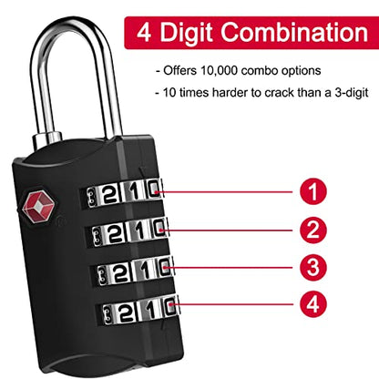 ZHEGE TSA Luggage Lock for Train Travel, 26"L × 0.1"D Cable (2 Pack, Black) - color: Black, 2Pack