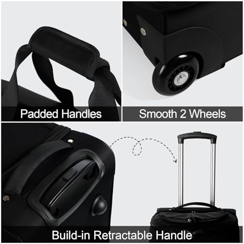 Modoker Convertible Garment Travel Bag with Trolley and Wheels, 25in Black - color: 25in-Rich black