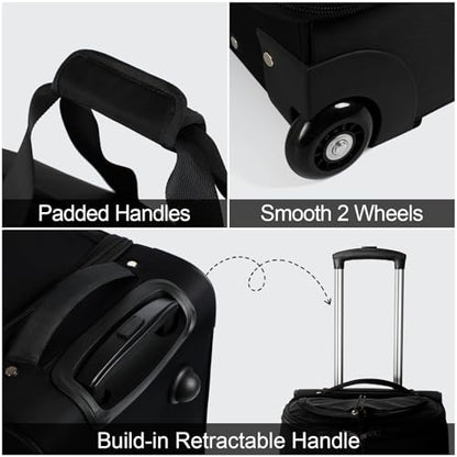 Modoker Convertible Garment Travel Bag with Trolley and Wheels, 25in Black - color: 25in-Rich black