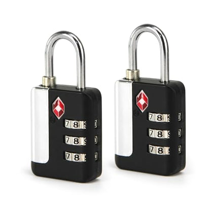 TSA Approved Luggage Locks 2 Pack, 3 Digit Steel Shackle Combination JY-820 - style: JY-820