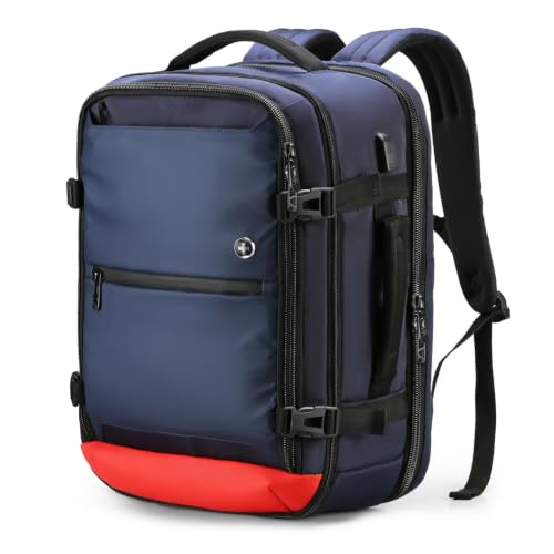 Swissdigital Design Travel Backpack 43l with USB Charging Port Laptop Backpack,TSA Friendly Flight Approved Carry-on Luggage Hand,Large Weekender Bag Fits 17 Inch Laptop Blue | SD1748-12 - color: Blue
