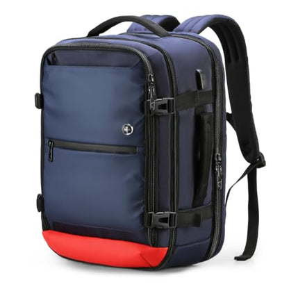 Swissdigital Design Travel Backpack 43l with USB Charging Port Laptop Backpack,TSA Friendly Flight Approved Carry-on Luggage Hand,Large Weekender Bag Fits 17 Inch Laptop Blue | SD1748-12 - color: Blue