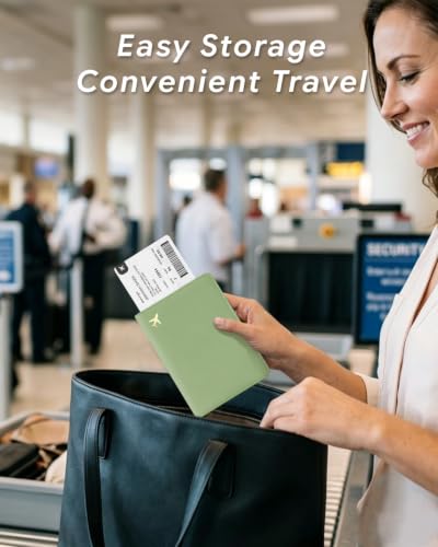 Passport Holder for Travel - RFID Blocking for Women & Men - color: Sage Green