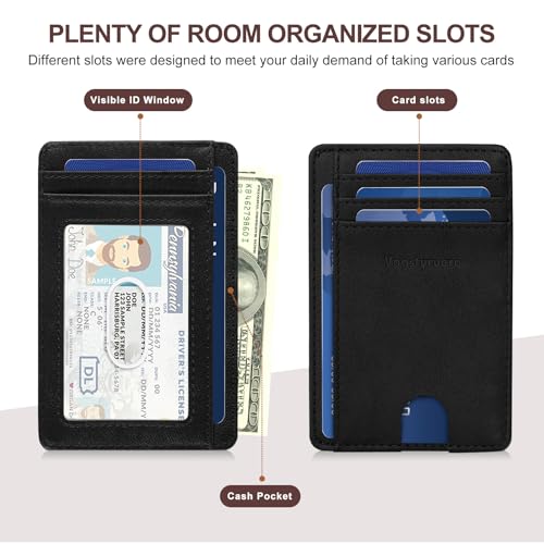 Front Pocket Thin Wallet for Men Women RFID Blocking Credit Card Holder Card Cases Slim Minimalist Wallet with Gift Box (Alaska Black) - color: Alaska Black