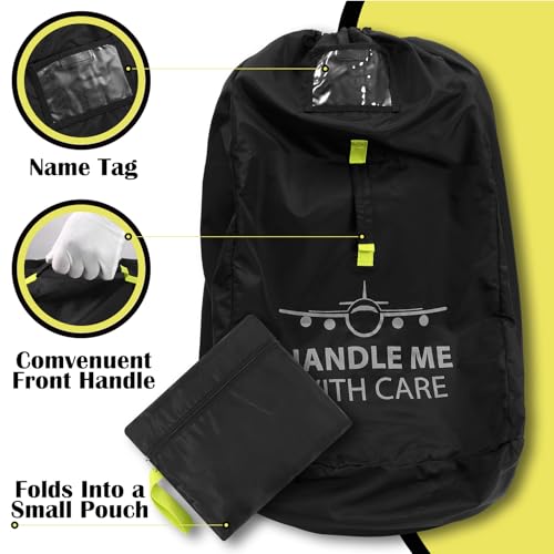Car Seat Travel Backpack – Universal Fit Bag with Adjustable Backpack Straps, Water-Resistant Airplane Travel Essentials with ID Window