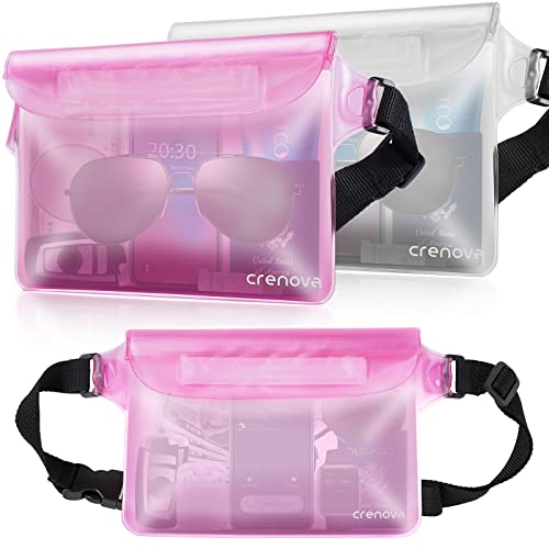 Waterproof Bag Fanny Packs for Women, Floating Beach Bags 2PCS - color: Pink & Clear