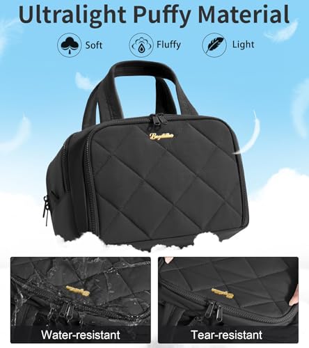 Travel Toiletry Bag, Large Wide-open Puffy Makeup Bag for Women Black - color: Black
