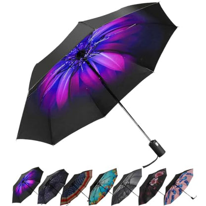 LLanxiry Compact Travel Umbrella, Windproof Automatic Umbrellas for Rain - color: Orchid (Auto)