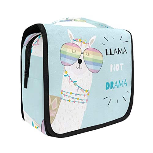 senya Hanging Travel Toiletry Bag Kit Makeup Case Cosmetics Organizer for Men Women (Llama Alpaca Drama) - color: Llama Alpaca Drama