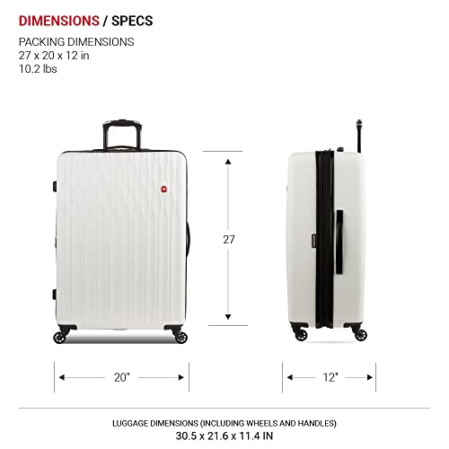 SwissGear 8018 Hardside Expandable Luggage with Spinner Wheels, White, 3-Piece Set (20/24/27) - color: White, size: 3-Piece Set (20/24/27)