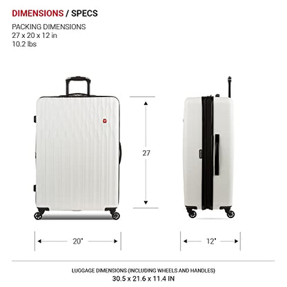SwissGear 8018 Hardside Expandable Luggage with Spinner Wheels, White, 3-Piece Set (20/24/27) - color: White, size: 3-Piece Set (20/24/27)