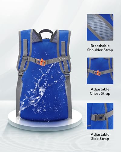 WATERFLY Small Lightweight Packable Hiking Backpack Foldable Travel Daypack - color: F-blue, size: 25L