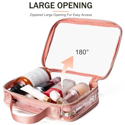 Clear Toiletry Bag 2-Pack TSA Approved Toiletries Bags with Handles, Gold - color: Gold-ST