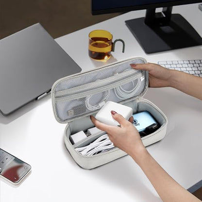 Teskyer Tech Organizer Pouch with Handle, Grey - color: Grey, size: Single Layer