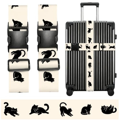2Pcs Cute Luggage Straps for Suitcases Cat Design 23.6-35.4 Inch - color: Cat Shape