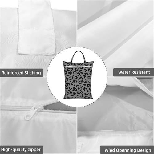 Black Leopard Cheetah Travel Laundry Bag Washable Dirty Clothes Bag for Gym - color: Black Leopard Cheetah