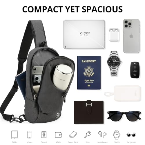 Swissdigital Design Crossbody Bag for Men, RFID Blocking Sling Bag with Adjustable Strap Use - color: Dark Grey-1