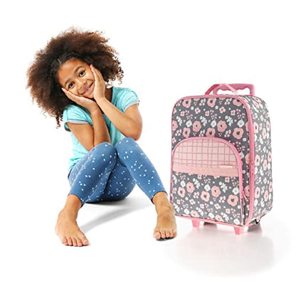 Stephen Joseph Kids' Rolling Carry-On Luggage, Charcoal Flower - color: Charcoal Flower