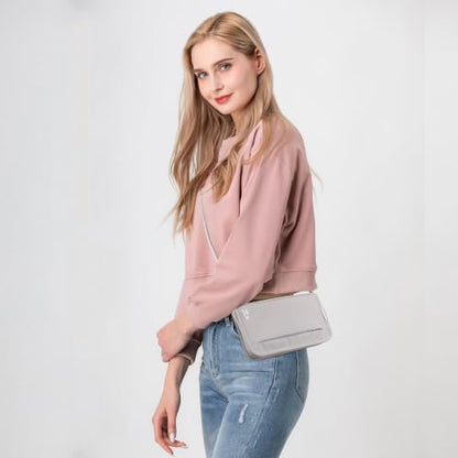 Neck Wallet Lightweight RFID Blocking Waterproof Travel Pouch Passport Wallets for Women Men - color: C-Grey