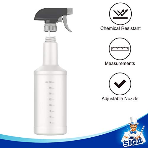 MR.SIGA 24 oz Empty Plastic Spray Bottles for Cleaning Solutions, 3 Pack - size: 680.4 ml (Pack of 3)