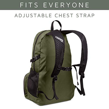 TRIPPED Travel Gear 20L Packable Travel Backpack for All-Day Comfort - color: Moss Green