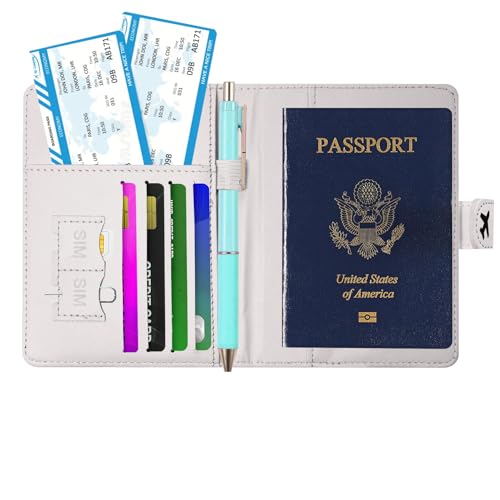 Passport Holder, Cute Travel Wallet Cover with RFID Blocking,black - color: B-Grid