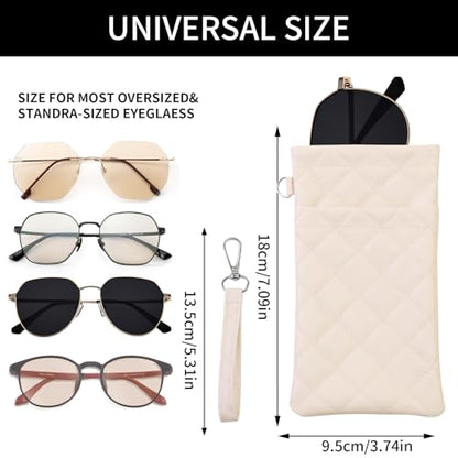 Double Eyeglass Case Soft Dual Glasses Case for Women Men Travel Squeeze Top Sunglasses Cases Eyeglasses Pouch - color: Black+white Lanyard