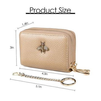 imeetu RFID Credit Card Holder, Small Card Wallet Women, Leather Card Case - color: Max - Khaki, size: Max