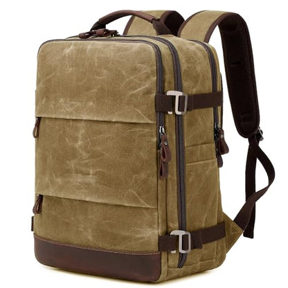 BOVIP Travel Backpack for Men Carry On Backpack Flight Approved Personal Item Backpack, 17 inch Laptop Backpack Casual Daypack Weekender Business Hiking Backpack, Brown - color: Brown, size: 17 inch