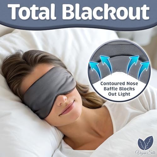 Sleep Mask - Dark Gray, 100% Viscose Derived from Bamboo - Lightweight Eye Mask with Adjustable Strap - Blackout Sleeping Blindfold for Women & Men - Comfortable Light Blocking Eye Cover - color: 100% Bamboo Viscose, Dark Gray