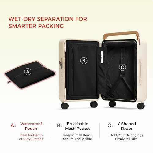 TUPLUS Balance 20" Wide Handle Suitcase Hardside Zipperless Luggage Grey | ABS PC Material,Dual Flat Design,Waterproof Laundry Bag,Silent Spinner Wheels,TSA Combination Lock,Weekend Trips - color: Stone Grey, size: Carry-On 20''
