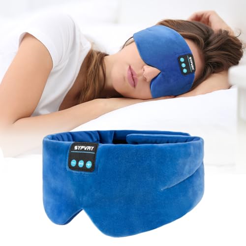 Sleep Mask Bluetooth 5.4 Headphones Soft Wireless Headband Eye Mask Blackout with Microphone (Blue) - color: Blue