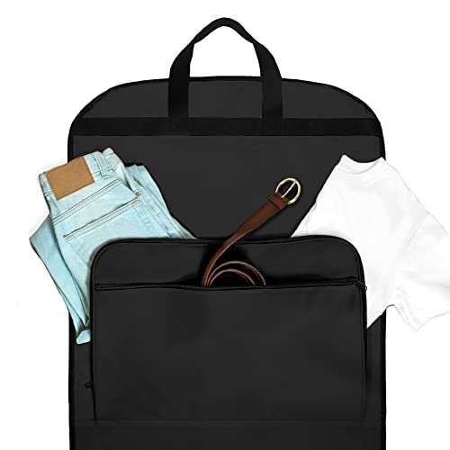 Dalix 60" Foldable Garment Bag Suits Cover Dresses w Front Pocket - color: Black