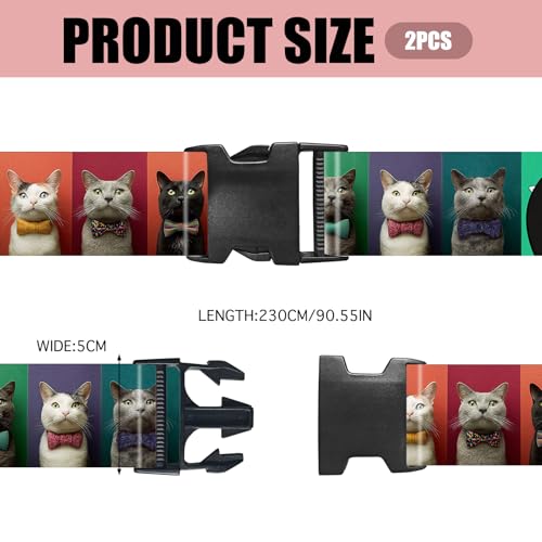 Nuxovilar Luggage Straps Set for Suitcase 1.96x90.5in Polyester - color: YLU10324, size: 1.96"x90.5"