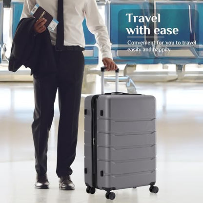 OLIXIS 3-Piece Luggage Set, Carry On Suitcases with Spinner Wheels, Expandable Travel Luggage with TSA Approved Lock & ABS Hard Shell, Deep Grey, 20/24/28 Inch - color: Deep Grey, size: 20/24/28IN