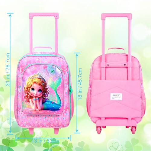 Kids Luggage Set for Girls, 18" Carry-on Suitcase 2PCS Mermaid Pink - color: Mermaid Pink