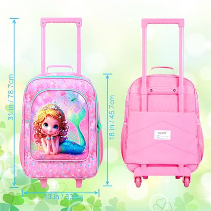 Kids Luggage Set for Girls, 18" Carry-on Suitcase 2PCS Mermaid Pink - color: Mermaid Pink