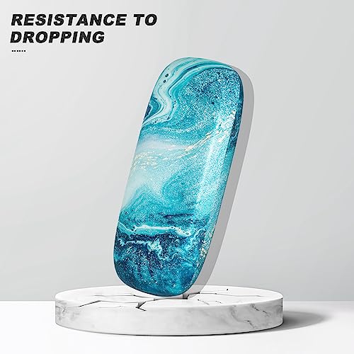 Eyeglasses Case, Hard Shell Protective Case for Glasses, Unisex for Women Men - color: Blue Ocean Marble