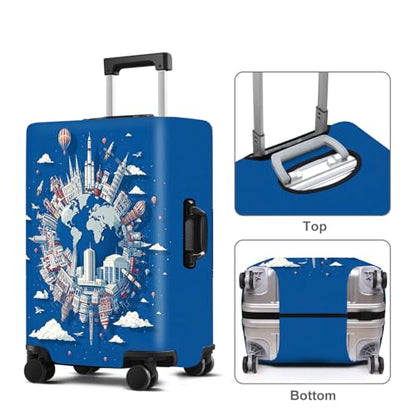 Earth Luggage Cover Washable Suitcase Protector Anti-scratch Suitcase cover Fits 24-26 Inch Luggage M - color: Earth, size: M(24-26inch suitcase)