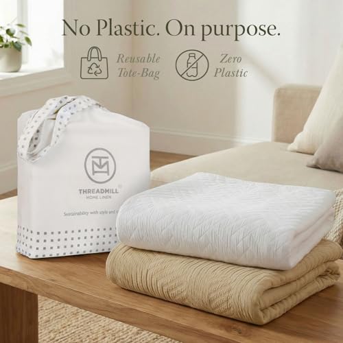 Threadmill Cotton King Coverlet Blanket, Criss Cross Jacquard, Beige - color: Classic Beige, size: King / Cal King