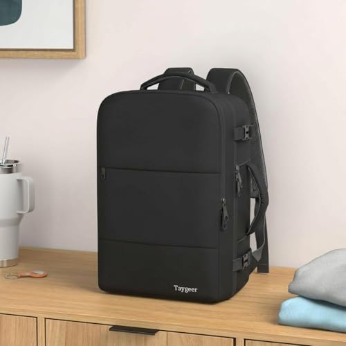 Taygeer Travel Laptop Backpack for Men, Airplane Approved Travel Backpack - color: Black, size: Large
