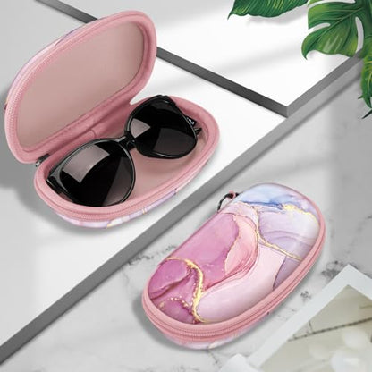 FINTIE Sunglasses Case with Carabiner, Hard Shell Shockproof Sport Glasses - color: Glittering Marble