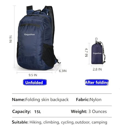 Ultra Foldable Hiking Daypack，Packable Backpack Travel, Dark Blue - color: Dark Blue