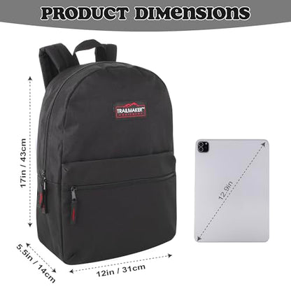 Trail maker Classic 17 inch Backpacks with Adjustable Padded Straps | School Backpacks for Girls, Boys - color: Black