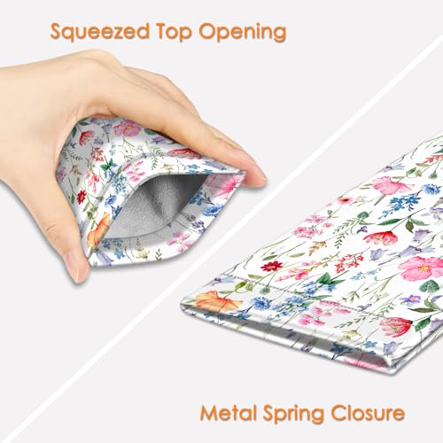 FINTIE Soft Eyeglasses Case with Cleaning Cloth, Squeeze Top Glasses Pouch - color: Flower Fantasy
