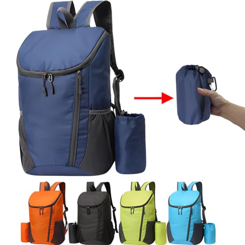 Portable Foldable Backpack Folding Mountaineering Bag, Ultralight Outdoor Cycling Rucksack, Travel Hiking Knapsack (Black) - color: Black