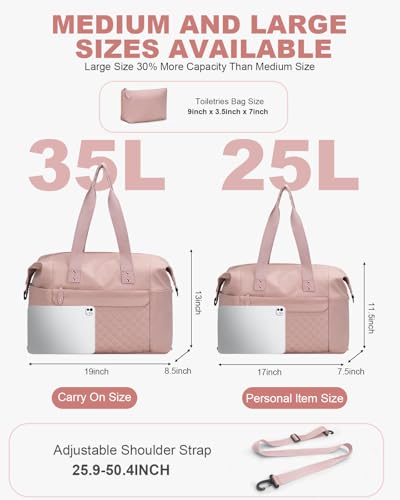 Pritent Travel Duffle Bag, Weekender Overnight Personal Item Carry On Bag - color: Pink, size: Medium